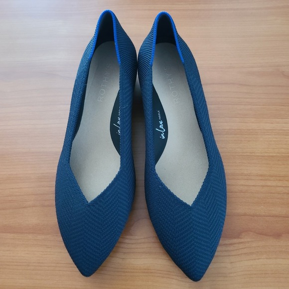Rothy's Shoes - Rothy's The Point Blue Knit Pointed Toe Low Heel Women's Shoes Sz 7